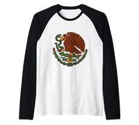 Emblema Nacional Mexicano Mitología Azteca Vintage Camiseta Manga Raglan