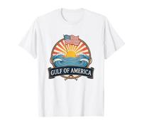 Emblema náutico Vintage ilustración patriótica Puesta de Sol Camiseta