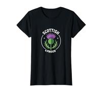 Emblema patriótico de Cardo escocés y Orgulloso Camiseta, Mujer, Negro, M