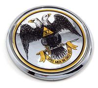 Emblema redondo cromado de la bandera del Rito escocés de 32 grados de 2.75 pulgadas para coche