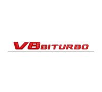 Emblema V8 BITURBO con logotipo negro ABS 3D for coche, compatible con accesorios C63, G63, E63 y S63.(14-16 Red)