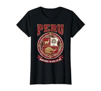 Emblema Vintage Envejecido Perú Machu Picchu Andes EST Camiseta gráfica económica, Mujer, Negro, S