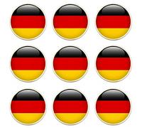 Emblemarket - Pack de 9 Marcadores de Bola de Golf de Metal con Crystal Dome - Tamaño: 25,4 mm (1 Inch) - Bandera de Alemania - Oro Brillo