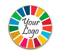 Emblemarket - Pin de Solapa ODS con tu Logo - Impresión Digital con Crystal Dome - Redondo de 25mm - Acabado: Oro Brillo - Cierre de Mariposa