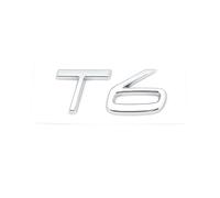 Emblemas Coche 3D ABS AWD T3 T5 T6 T8, Insignia Desplazamiento del Motor, Pegatina for Maletero Trasero Compatible con V40 V60 V90 XC60 XC90 XC40 S60 S90 S80 C30, Accesorio(Silver T6)