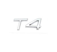 Emblemas Coche 3D ABS AWD T3 T5 T6 T8, Insignia Desplazamiento del Motor, Pegatina for Maletero Trasero Compatible con V40 V60 V90 XC60 XC90 XC40 S60 S90 S80 C30, Accesorio(Silver T4)
