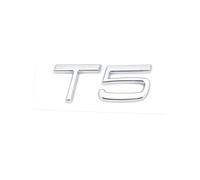 Emblemas Coche 3D ABS AWD T3 T5 T6 T8, Insignia Desplazamiento del Motor, Pegatina for Maletero Trasero Compatible con V40 V60 V90 XC60 XC90 XC40 S60 S90 S80 C30, Accesorio(Silver T5)