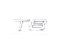 Emblemas Coche 3D ABS AWD T3 T5 T6 T8, Insignia Desplazamiento del Motor, Pegatina for Maletero Trasero Compatible con V40 V60 V90 XC60 XC90 XC40 S60 S90 S80 C30, Accesorio(Silver T8)