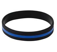 Emblematic Jewelry Agentes de policía Patrol Conciencia Apoyo Delgada línea Azul Pulsera de Silicona Pulseras Value Pack - A7, 1 por Paquete, Azul