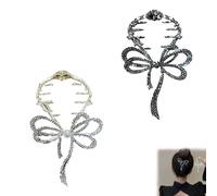 Emboadlie Bow Light Luxury Premium Feeling Hairpin, Metal Hairclip Ponytail Buckle Hair Pin Claw Clip (Gold+Black)