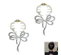 Emboadlie Bow Light Luxury Premium Feeling Hairpin, Metal Hairclip Ponytail Buckle Hair Pin Claw Clip (Gold)