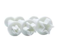 Émbolo de galletas estrella moldes de pastel de fondant de plástico moldes para hornear galletas para chicle 3 piezas, cortadores de émbolo de fondant