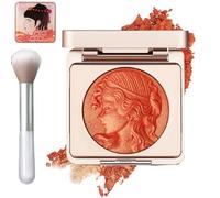 Embossed Smooth Powder Blush Palette for Cheeks - Quotationi Embossed Smooth Powder Blush - Matte Face PowderBlush Palette - Natural Makeup - Radiant Finish (Orange)