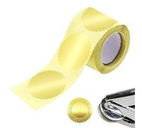 Embossed Stickers - 1.77 Inches Serrated Edge Labels for Notary Certificates, Wedding Invitations with Self Adhesive Backing, Gold Foil Seal for Party Favor, Greeting Cards