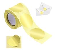 Embossed Stickers, Labels Serrated Edge, 100 Pieces Self Adhesive Foil Labels with 1.77x1.77 Inches, Christmas Greeting Cards for Notary Certificates, Baby Shower Invitations, Wedding Invitation