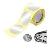Embossed Stickers, Labels Serrated Edge, 100 Pieces Self Adhesive Foil Labels with 1.77x1.77 Inches, Christmas Greeting Cards for Notary Certificates, Baby Shower Invitations, Wedding Invitation
