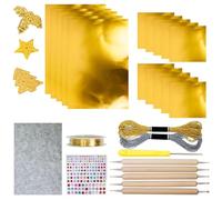 Embossing Foil, Aluminum Metal Crafts DIY Set, Metal Embossing Foil Art Kit, Foils Paper Sheets Craft Set, Tin Embossing Kit for Painting, Engraving & Art Crafts (Gold)