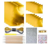 Embossing Foil Sheets-Gold Craft Foil Sheets with 2 Rolls Wire Engraving Tools Artwork Making Kit for Painting Gilding Crafting Decoration for DIY and Crafting Projects