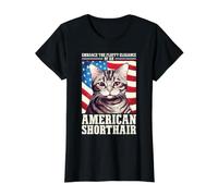 Embrace The Fluffy Elegance of American Shorthair Cat Lover Camiseta gráfica económica, Mujer, Negro, L