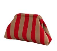 Embrague De Bloques De Color - Cartera De Mano De Gancho, Accesorio De Moda De Punto | Cierre De Beso De La Bolsa De Playa Casual, Elegante Cuerda De Bolas De Embrague, Oro rojo, Se référer au