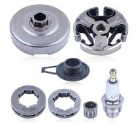 Embrague y Llanta de piñón Tambor de embrague Kit para Husqvarna 362 365 371 372 XP Piezas de repuesto con engranaje helicoidal, Cojinete de embrague 503 93 24-71