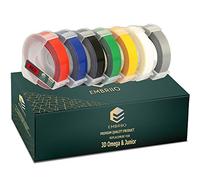 EMBRIIO | 7x 3D Cinta de Etiquetas de Estampación Reemplazo para Dymo Junior S0717900 Omega S0717930 Motex | Blanco sobre Rojo/Azul/Negro/Verde/Amarillo/Transparente/Plata | 9 mm x 3 m | autoadhesiva