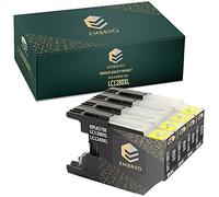 EMBRIIO LC-1240XL LC-1280XL | 4 Negro Cartuchos de Tinta Reemplazo para Brother MFC-J430W MFC-J5910DW MFC-J6510DW MFC-J6910DW MFC-J825DW MFC-J625DW DCP-J925DW DCP-J725DW DCP-J525W