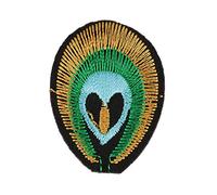 Embroidered Animal Patches for Clothes | Feather Bird Dog Sew On Appliques | DIY Embroidery Patches for Jackets/Bags/Hats | Iron On Fabric Decorations (Peacock Feather Cloth Stickers 20 Green)