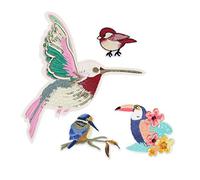 Embroidered Animal Patches for Clothes | Feather Bird Dog Sew On Appliques | DIY Embroidery Patches for Jackets/Bags/Hats | Iron On Fabric Decorations (18cm owl sequin cloth patch black gold