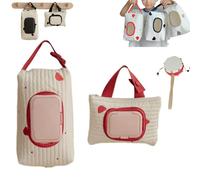 Embroidered Bear Stroller Wet Wipe Pouches, Holder Embroidery Baby Wipes Storage Bag, Refillable Cotton Linen Wet Wipe Carrying Case Holder Strollers Accessory, for Travel (Red pro)