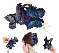 Embroidered Butterfly Hair Clip with Tassel Decoration, Cute Butterfly Embroidery Hair Claw Clip Fashion Supplies, Elegant Butterflies Hairpins Non Slip Accessories for Women