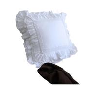 Embroidered Cushion Cover Princess Ruffle Lace Satin Pillow Backrest Lumbar Square Hold Case(Color3)