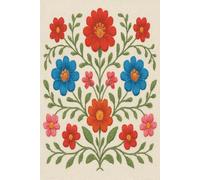 Embroidered Flower Journal: 100 College Ruled Pages, 6x9 Inch, Vintage Aesthetic Embroidery Style Cover, Traditional Floral Pattern, Perfect for School, Work, and Creative Journaling