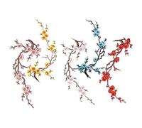 Embroidered Flower Patches, 5 Pieces Blossom Applique, Denim Accessory