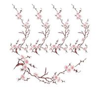 Embroidered Flower Patches, 5 Pieces Blossom Applique, Denim Accessory