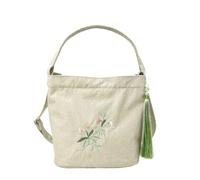 Embroidered handbag, new Chinese style handbag, versatile artistic bag, Chinese style crossbody bag(Beige)