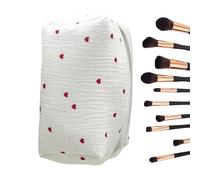 Embroidered Makeup Bag, Portable Toiletry Bag, 89x4.13x4.13 Inches Stylish Cosmetic Organizer, Zippered Embroidery Pouch for Purse Luggage, Travel Desk, Vacation, Lipstick Jewelry