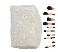 Embroidered Makeup Bag, Portable Toiletry Case, Cosmetic Storage Organizer, 6.89x4.13x4.13 Inches, Stylish Travel Pouch, Zippered Compartment Design, Jewelry Lipstick Holder