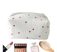 Embroidered Makeup Bag, Portable Toiletry Case, Cosmetic Storage Organizer, 6.89x4.13x4.13 Inches, Stylish Travel Pouch, Zippered Compartment Design, Jewelry Lipstick Holder