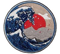 Embroidered Patch In The Shape Of The Great Wave Off Kanagawa, To Sew Or Iron On