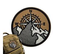 Embroidered Patches | 8x8cm/3.15x3.15Inches Compass Mountain Pattern Reusable | Hiking Clothes Patches | for Backpacks Jackets Hats Vests Outdoor Adventure Travel Hiking Fishing