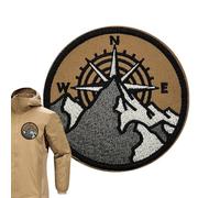Embroidered Patches Compass, Mountain Pattern Reusable Device, Hiking Clothes Patches With Sturdy Build, Premium Quality Outdoor Accessory, Reliable Solution For Backpacks Jackets Hats Vests
