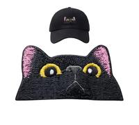 Embroidered Patches Iron On - Cat Embroidery Applique Durable Easy Fabric Decor, Jacket Backpack Pants Shirt Apparel, Uniform Craft Projects, Sew On Option Accessory, Cute Animal Design DIY Repair | S