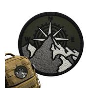 Embroidered Patches - Mountain Compass Embroidery Badge Set, Reusable Fabric Repair Decorations, Detailed Outdoor Theme Applique Accessories | Decorative Clothing For Bags Caps Jackets Vests
