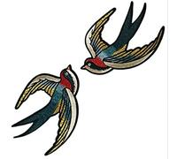 Embroidered Patches Retro Swallows Birds Iron On Patches DIY Sewing Sticker for Clothes 1Pair Swallows Iron On Patch