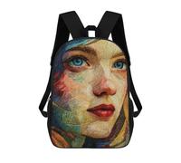 Embroidered Portrait of A Woman Mochila Escolar Mochila Informal Para El Día A Día Mochila Escolar Para El Trabajo Bolsa De Viaje Para Acampar Aventuras Al Aire Libre Y Viajes Diarios 17inch