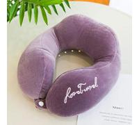 Embroidered U-shaped pillow Air travel neck pillow Car headrest Cervical pillow-Dark purple_About 30 cm * 30 cm