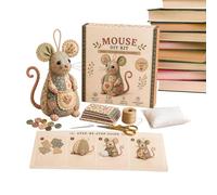 Embroidery Animal Kit - 5.9 Inches Cute Mouse Handmade DIY Sewing Ornament Set | Fabric Mosaic Craft Project, Embroidery Kit, Decorative Table Display, For Home Office Bedroom Gift Use