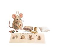 Embroidery Animal Kit - Beginner Set, Mouse Craft Doll Kit, Textile Art Supplies | Cute Handmade Decor, DIY Gift For Home Bedroom Office Living Room Birthday Activity Perfect Home Craft Fun