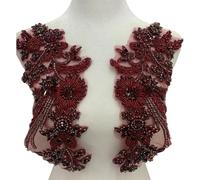 Embroidery Beadwork Flower Applique Sewing on Patches Accessories for Various Clothing Stage Costume Garment Decoration Sewing on Patches for Costume